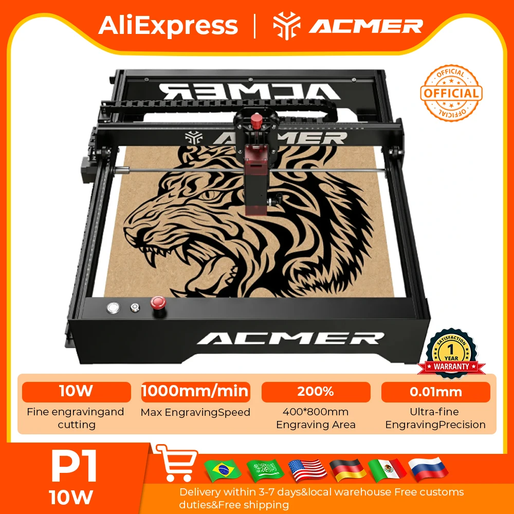 ACMER P1 10W ACMER Laser Engraver DIY Logo Printer CNC Blue Diode Woodworking Engraving Cutting Plywood Acrylic Matte Metal
ACMER P1 10W ACMER Laser Engraver DIY Logo Printer CNC Blue Diode Woodworking Engraving Cutting Plywood Acrylic Matte Metal