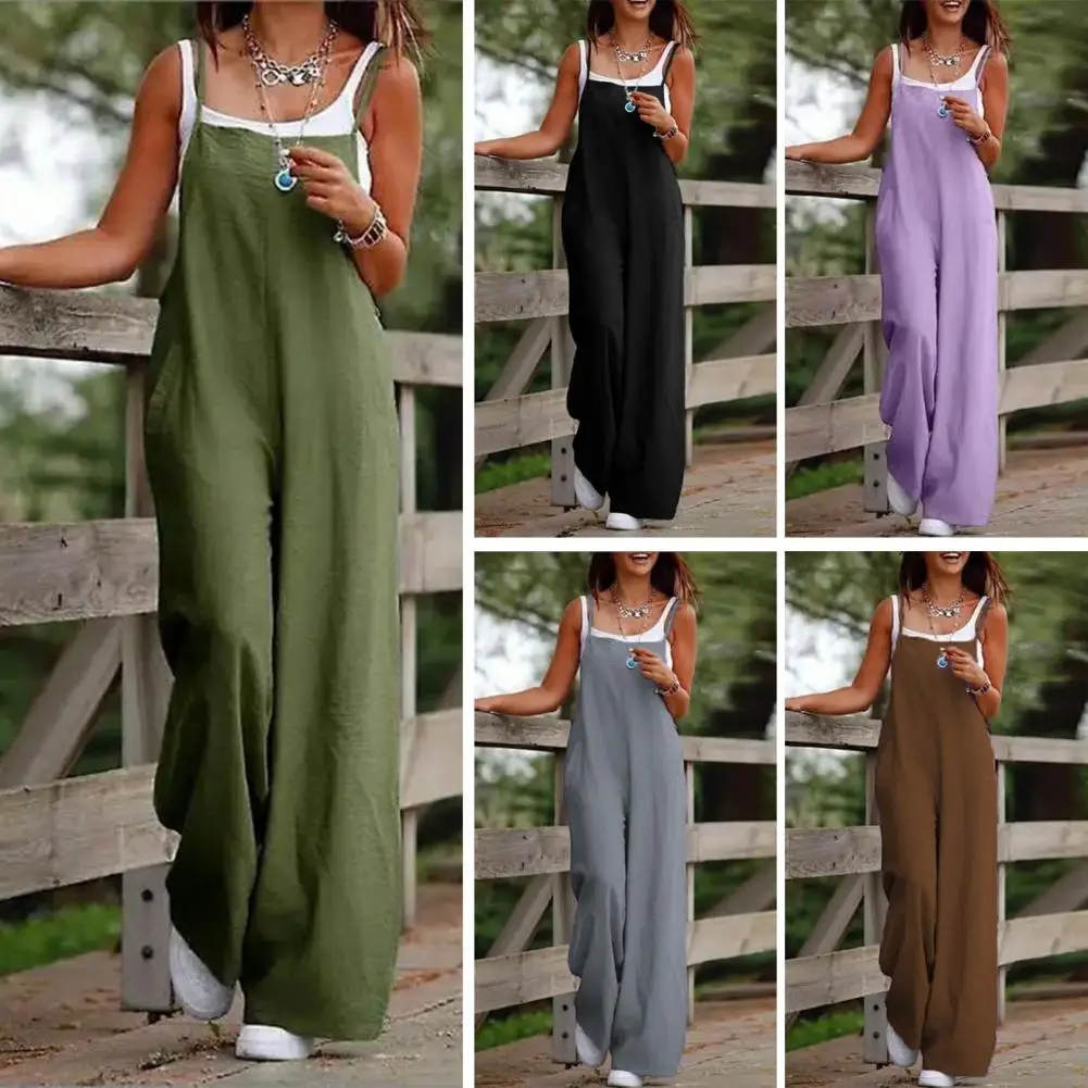 Loose Fit Jumpsuit Stylish Collarless Spaghetti Strap Jumpsuit for Women Backless Wide Leg Overalls for Wear Fashionable Full
Loose Fit Jumpsuit Stylish Collarless Spaghetti Strap Jumpsuit for Women Backless Wide Leg Overalls for Wear Fashionable Full