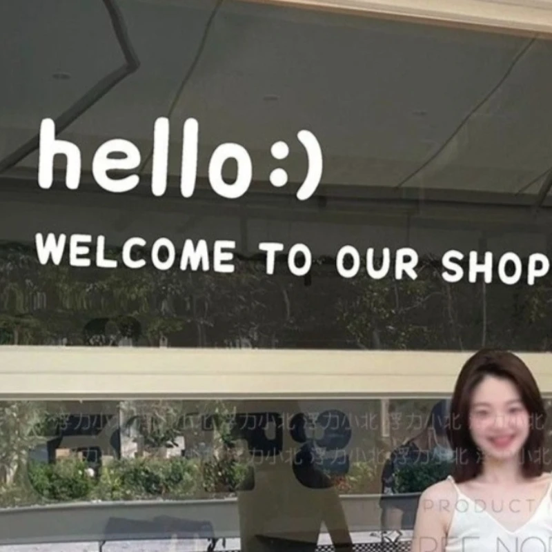 Hello Smiling Welcome English Stickers Shop Window Glass Door Mirror Decoration Stickers Milk Tea Coffee Dessert Wall Stickers
Hello Smiling Welcome English Stickers Shop Window Glass Door Mirror Decoration Stickers Milk Tea Coffee Dessert Wall Stickers