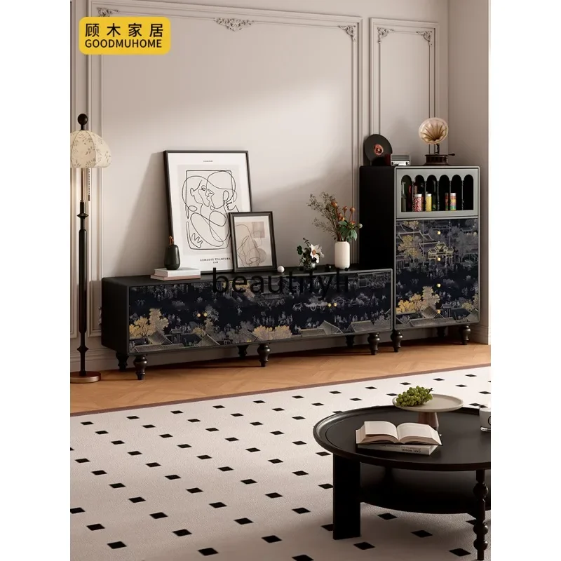 53French solid wood TV cabinet coffee table combination medieval high-end living room storage locker
53French solid wood TV cabinet coffee table combination medieval high-end living room storage locker
