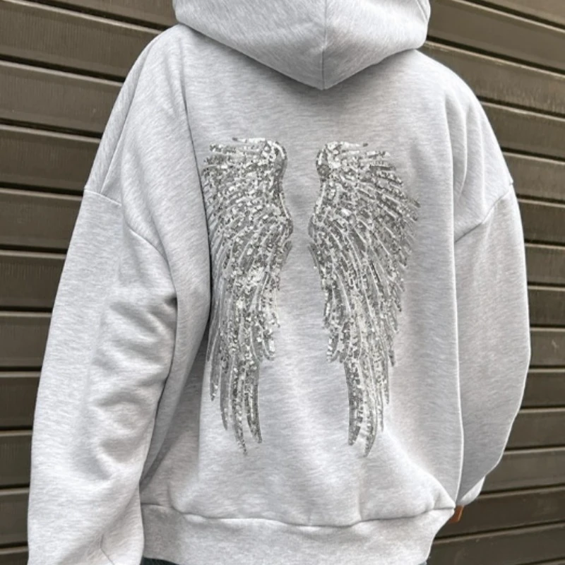 Sequins Embroidery Wing Y2K Hoodies Women Gothic Sweatshirt Solid Color Spring Autumn Long Sleeves Pullovers Chic Women's Hoodie
Sequins Embroidery Wing Y2K Hoodies Women Gothic Sweatshirt Solid Color Spring Autumn Long Sleeves Pullovers Chic Women's Hoodie