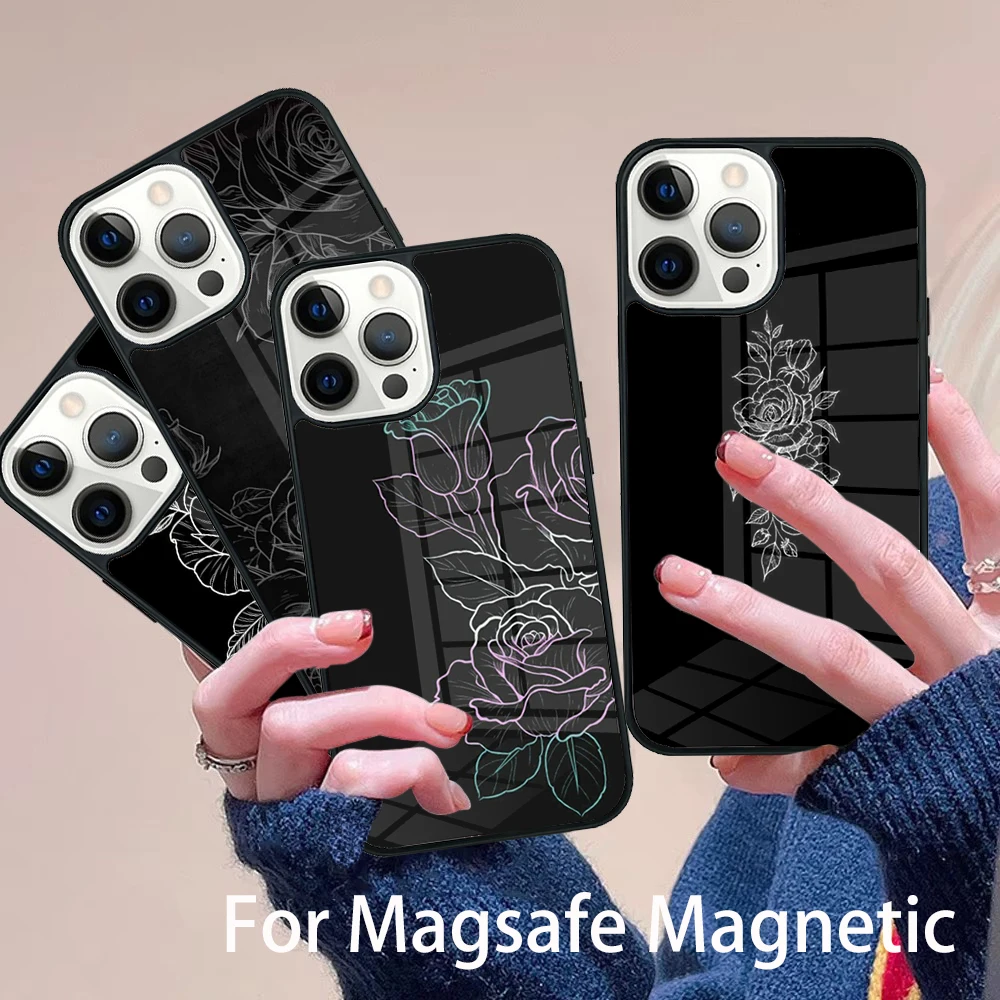Black Flower Phone Case Magesafe Magnetic Wireless Charge Cover For IPhone 16 11 12 13 14 15 Pro Max Plus Mini
Black Flower Phone Case Magesafe Magnetic Wireless Charge Cover For IPhone 16 11 12 13 14 15 Pro Max Plus Mini