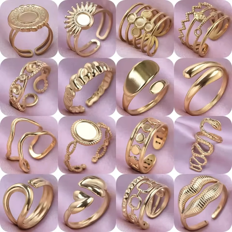Luxury 6pcs/lot Stainless Steel DIY Setting Rings Multi-layer Adjustable Open Rings Bases Jewelry Women Anniversary Party Gifts
Luxury 6pcs/lot Stainless Steel DIY Setting Rings Multi-layer Adjustable Open Rings Bases Jewelry Women Anniversary Party Gifts