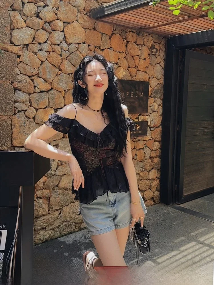 Sexy Lace Top Bla Flower Small Design Unique Exquisite Outerwear Commute Sle Slim Fit Polyester Single Piece Summer 2024
Sexy Lace Top Bla Flower Small Design Unique Exquisite Outerwear Commute Sle Slim Fit Polyester Single Piece Summer 2024