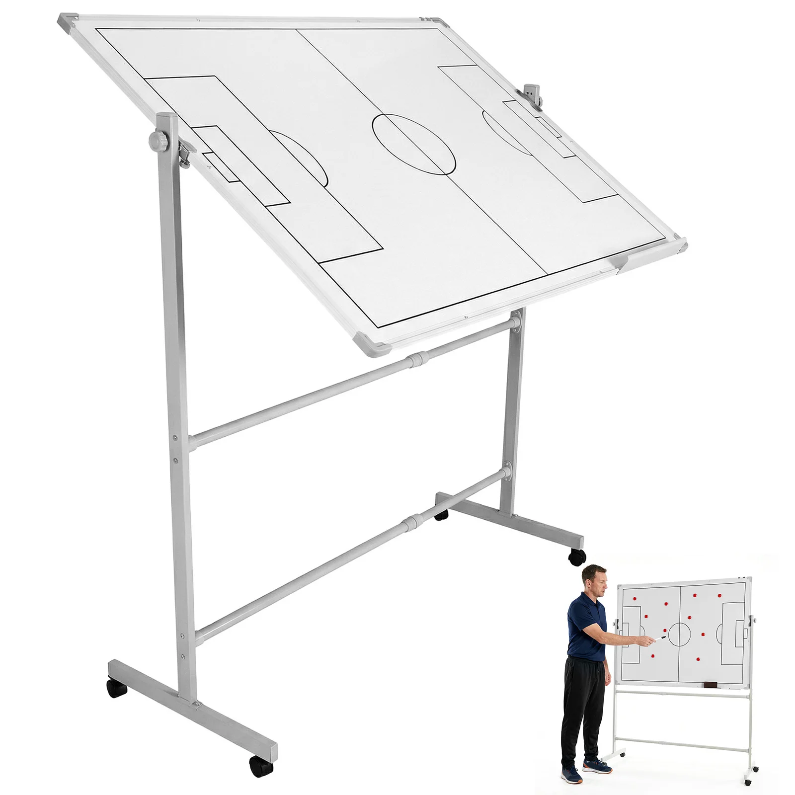 Double-Sided Dry Erase Board 360 Degree Reversible Soccer Tactics Board Height Adjustable with Magnets Pen & Eraser for Coaches
Double-Sided Dry Erase Board 360 Degree Reversible Soccer Tactics Board Height Adjustable with Magnets Pen & Eraser for Coaches