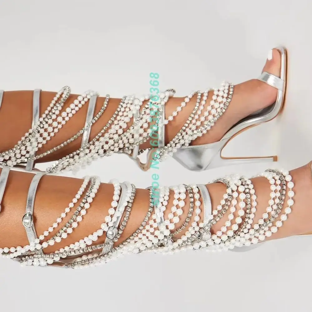 Crystal Patchwork Pearl Strap Patchwork Sandal Boots Open Toe Thin Heels Shoes for Women Spicy Girls Fashion Show Shoes New
Crystal Patchwork Pearl Strap Patchwork Sandal Boots Open Toe Thin Heels Shoes for Women Spicy Girls Fashion Show Shoes New