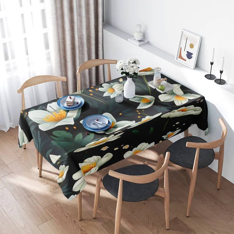 Modern Floral Print Tablecloth Home Decor Flower Table Linens Dining Room Decorative Bed Sheet Dark Green Black White Yellow One
Modern Floral Print Tablecloth Home Decor Flower Table Linens Dining Room Decorative Bed Sheet Dark Green Black White Yellow One