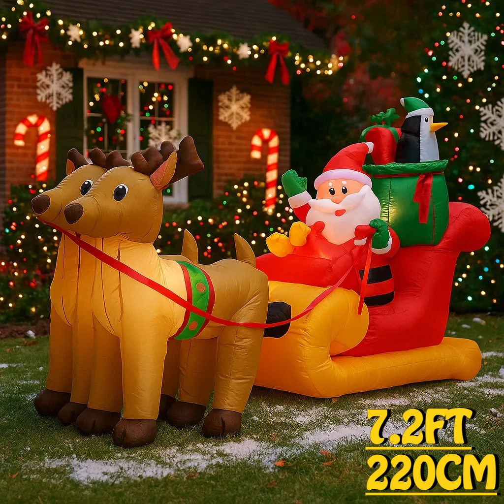 7.2FT Outdoor Holiday Decoration Santa Claus Reindeer Sleigh Inflatable Christmas Yard Party Decor Xmas Ornament Lights Home Toy
7.2FT Outdoor Holiday Decoration Santa Claus Reindeer Sleigh Inflatable Christmas Yard Party Decor Xmas Ornament Lights Home Toy
