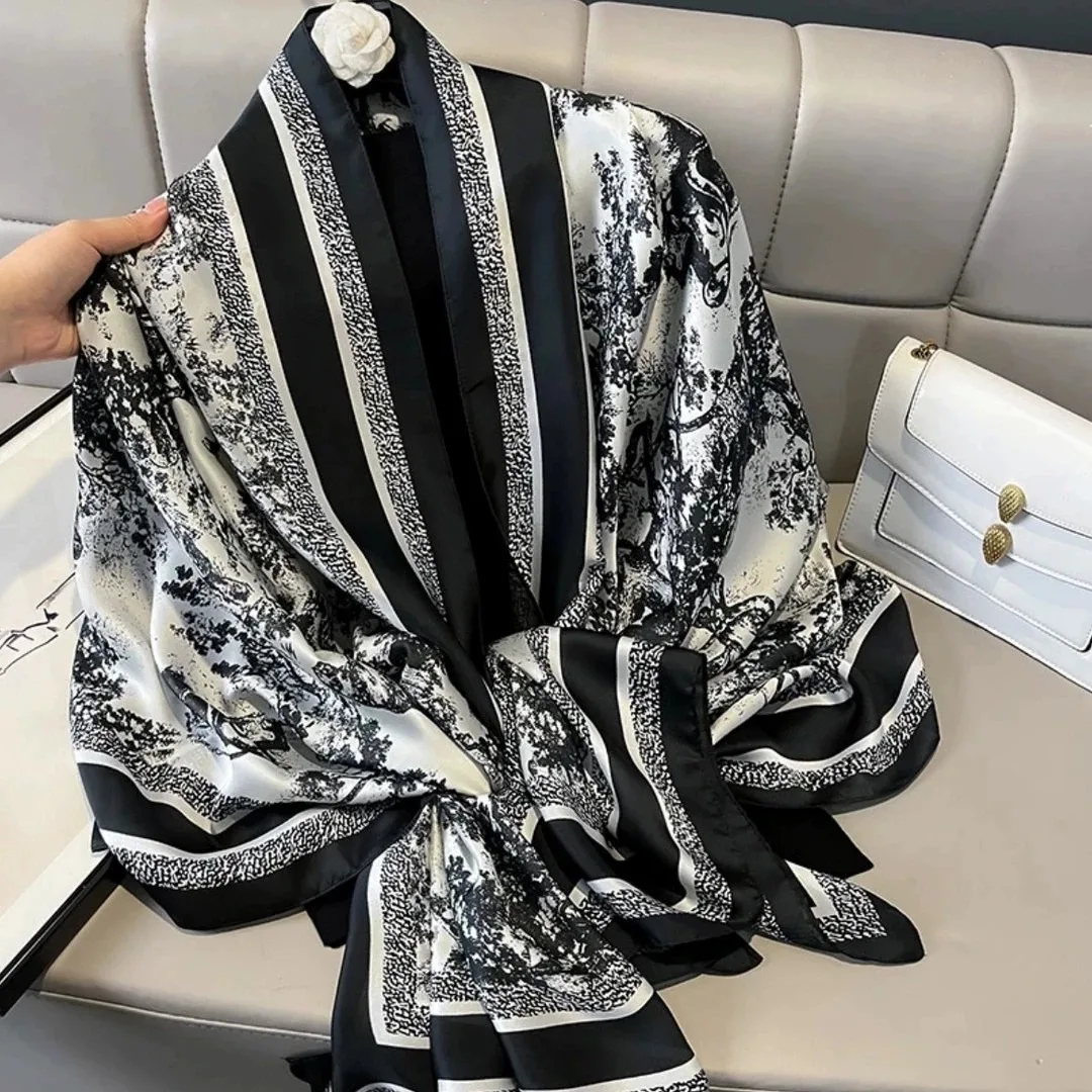 180*90cm Scarves Luxury Brand Long Silk Scarf Women Soft Shawl Wrap Muffler Hijab Bufanda Foulard Female Bandana Beach Stoles
180*90cm Scarves Luxury Brand Long Silk Scarf Women Soft Shawl Wrap Muffler Hijab Bufanda Foulard Female Bandana Beach Stoles