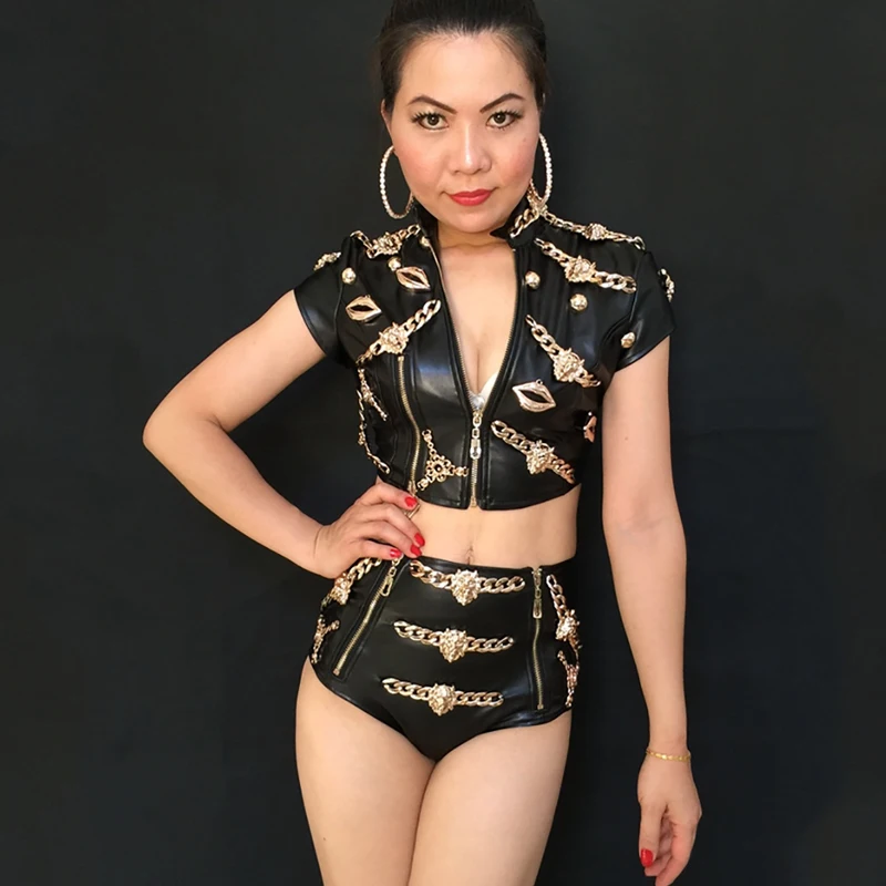Nightclub Bar Dj Singer New Performance Outfit Jazz Lead Dance Leather Jacket 2-Piece Set Pole Dance Clothing Stage Wear DN17291
Nightclub Bar Dj Singer New Performance Outfit Jazz Lead Dance Leather Jacket 2-Piece Set Pole Dance Clothing Stage Wear DN17291
