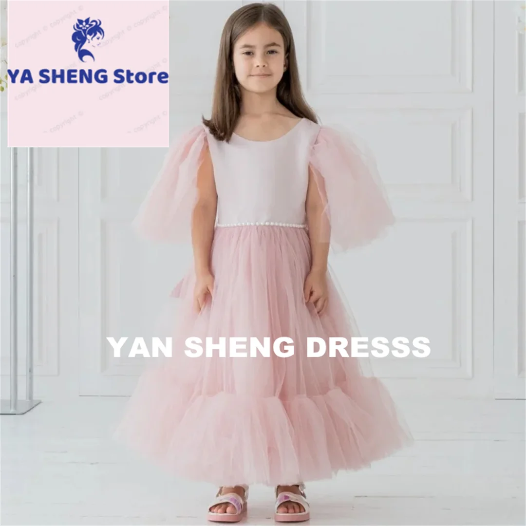 Customized Flower Girl Dresses Pink Tulle Puffy With Bow Short Sleeve For Wedding Birthday Party Banquet Princess Gowns
Customized Flower Girl Dresses Pink Tulle Puffy With Bow Short Sleeve For Wedding Birthday Party Banquet Princess Gowns
