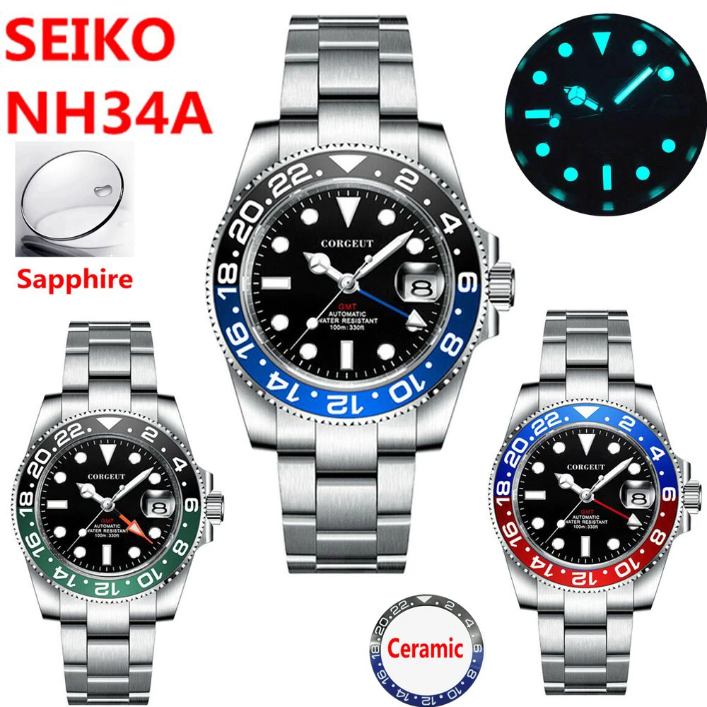 Luxury NH34 Mechanical GMT Watch For Ceramic Day Sapphire Glass 10Bars Automatic Wristwatches Dress Male Clock relogio masculino
Luxury NH34 Mechanical GMT Watch For Ceramic Day Sapphire Glass 10Bars Automatic Wristwatches Dress Male Clock relogio masculino