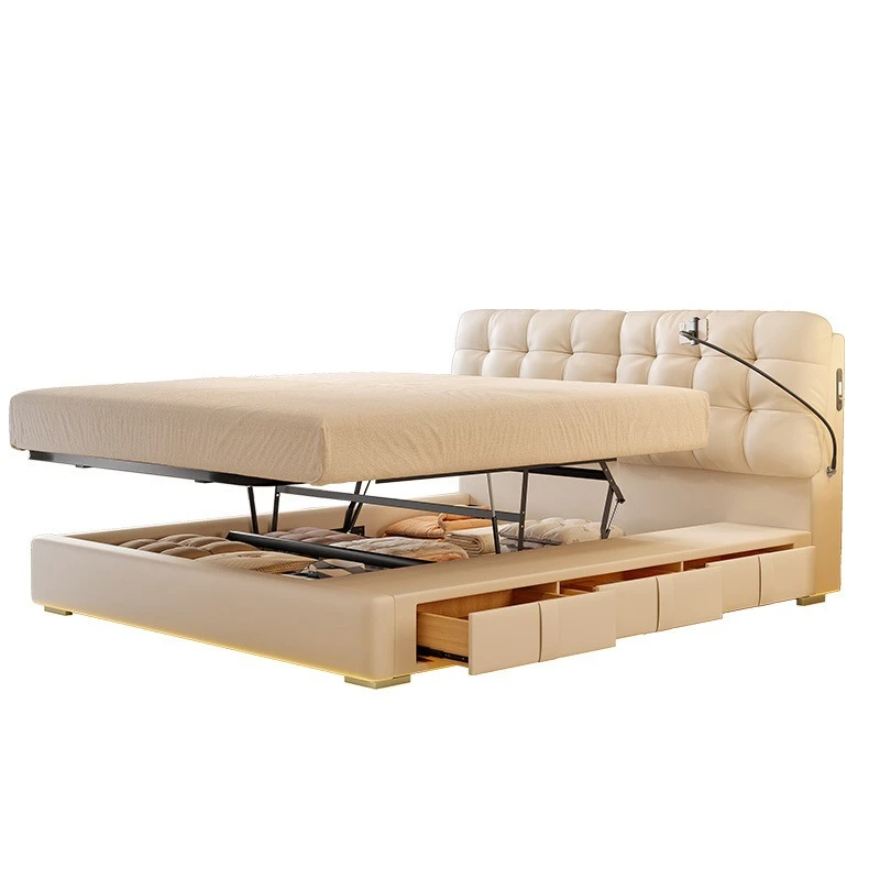 Puff cloud bed cream wind double master bedroom small apartment storage high box translation leather bed
Puff cloud bed cream wind double master bedroom small apartment storage high box translation leather bed