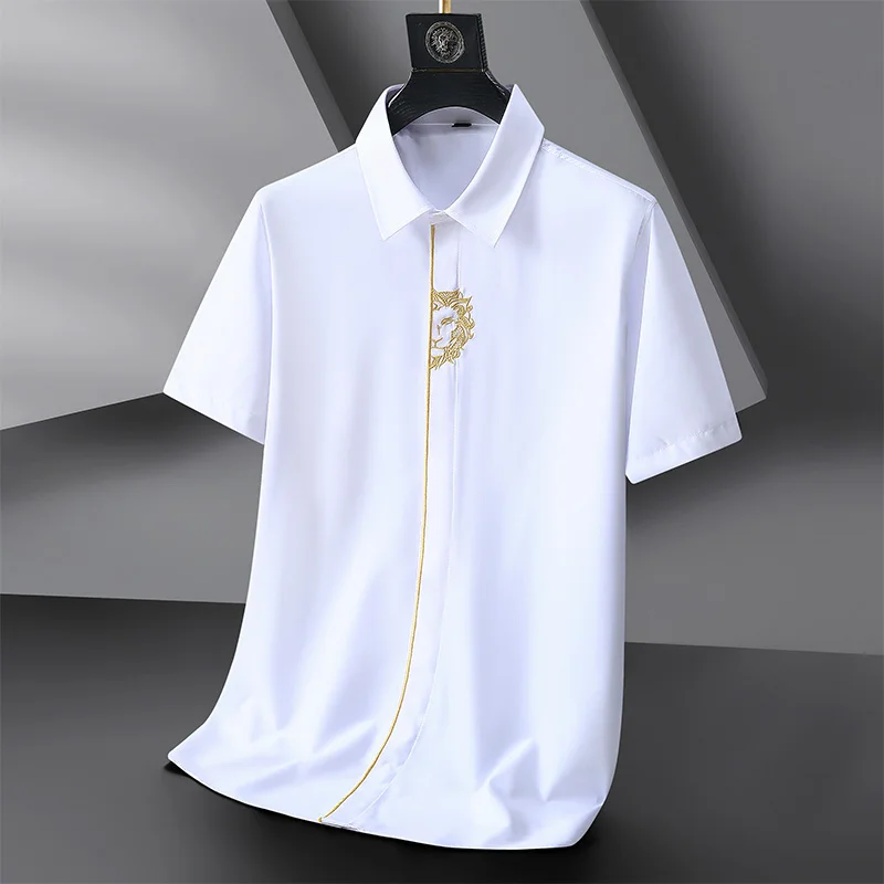Plus Size Embroidered Short-Sleeved Shirt Black White Breathable Chinese Style Retro Male Shirt Clothing
Plus Size Embroidered Short-Sleeved Shirt Black White Breathable Chinese Style Retro Male Shirt Clothing