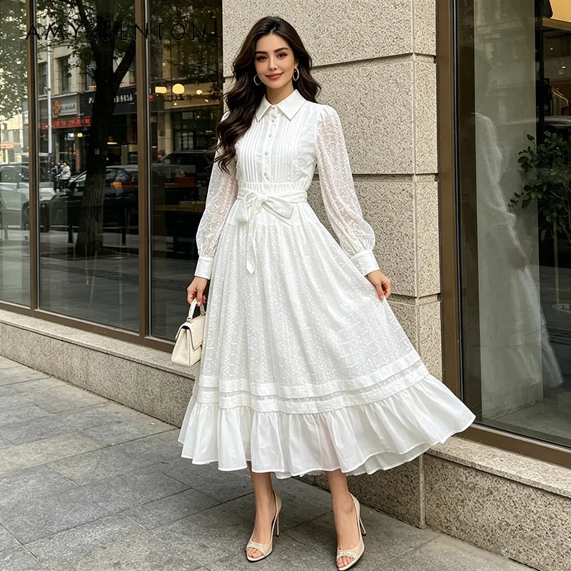 Fashion French Elegant Style High-end Women's Long Dress 2026 New Lapel Long-sleeved Waist-cinching Solid Color Dresses Ladies
Fashion French Elegant Style High-end Women's Long Dress 2026 New Lapel Long-sleeved Waist-cinching Solid Color Dresses Ladies