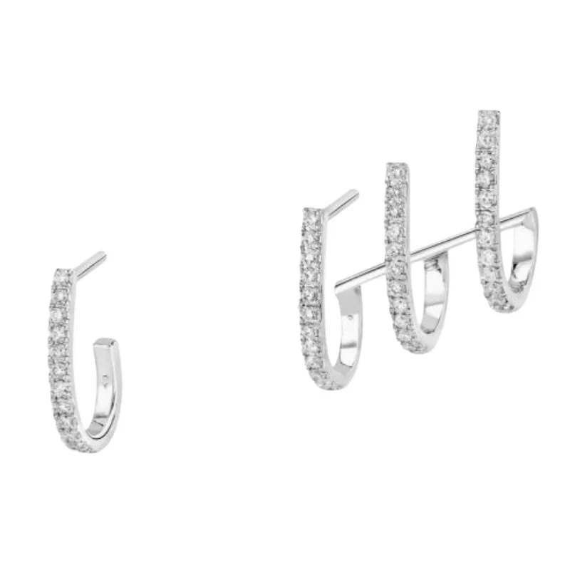 Silver Plated Asymmetric Multi C-Shaped Paved CZ Hoop Earrings
Silver Plated Asymmetric Multi C-Shaped Paved CZ Hoop Earrings