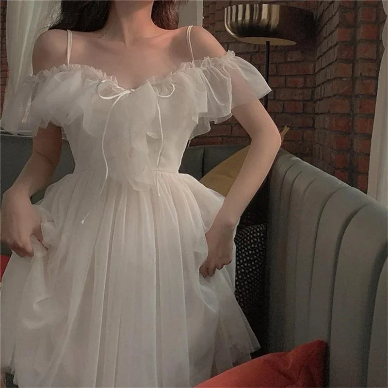 Women Sexy Mesh V Neck Lace Up Sweet Kawaii Japanese Fairy Party Elegant Dresses Summer Fashion Ruffle White Short Sleeve Dress
Women Sexy Mesh V Neck Lace Up Sweet Kawaii Japanese Fairy Party Elegant Dresses Summer Fashion Ruffle White Short Sleeve Dress