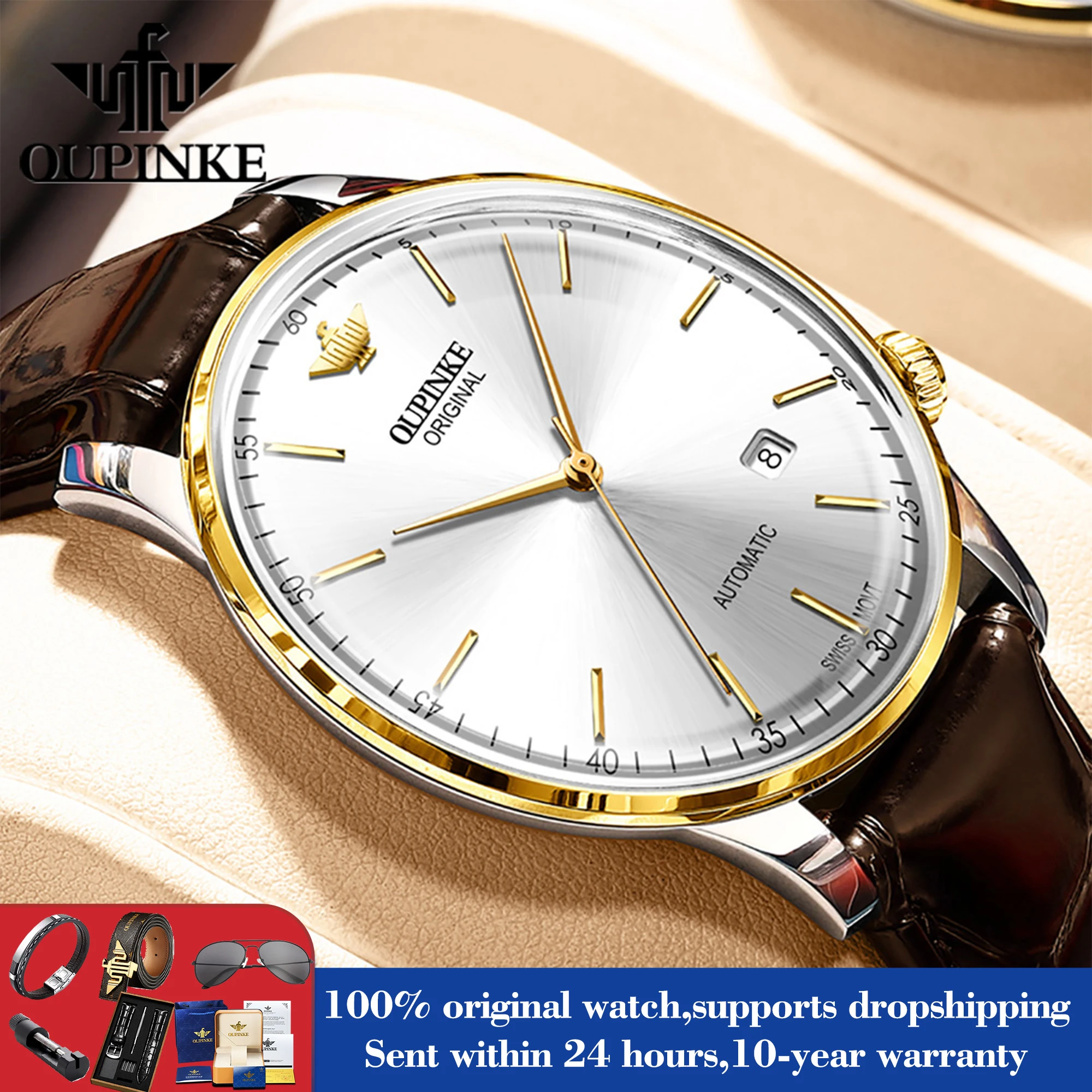 OUPINKE 3269 Men's Watch Swiss Mechanical Movement Thin Case 50M Waterproof Watch For Men Synthetic Sapphire Mirror Date Clock
OUPINKE 3269 Men's Watch Swiss Mechanical Movement Thin Case 50M Waterproof Watch For Men Synthetic Sapphire Mirror Date Clock