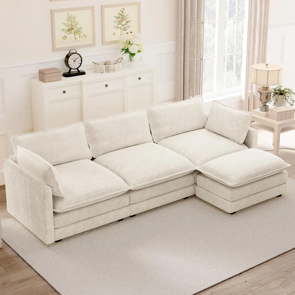 Oversized Sectional Cloud Couch with Ottoman, Modern Corduroy Deep Seat Sofa with 2 Throw Pillows,
Oversized Sectional Cloud Couch with Ottoman, Modern Corduroy Deep Seat Sofa with 2 Throw Pillows,