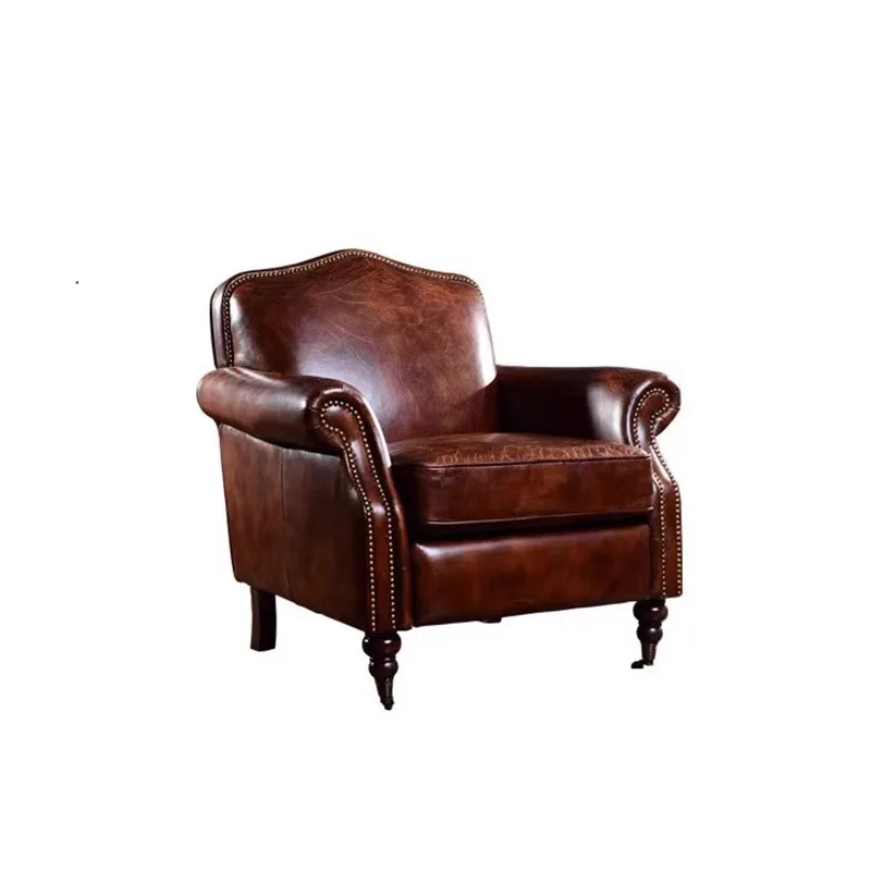 Italian leather American retro tiger chair single sofa oil wax leather cigar chair living room high-end casual armchair
Italian leather American retro tiger chair single sofa oil wax leather cigar chair living room high-end casual armchair