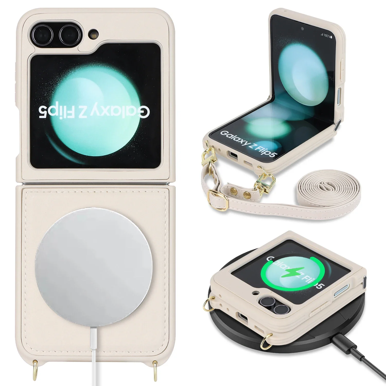 For Samsung Galaxy Z Flip 5 Case Luxury Matte Magsafe PU Leather Crossbody Lanyard Magnetic Wireless Charging Shockproof Cover
For Samsung Galaxy Z Flip 5 Case Luxury Matte Magsafe PU Leather Crossbody Lanyard Magnetic Wireless Charging Shockproof Cover