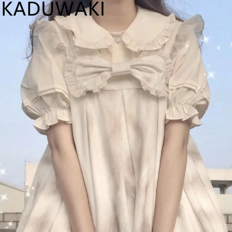 Japan Style Sweet Lolita Blouse Student Preppy Style Lantern Sleeve Peter Pan Collar Shirts Spring Summer Chic Blusas Mujer
Japan Style Sweet Lolita Blouse Student Preppy Style Lantern Sleeve Peter Pan Collar Shirts Spring Summer Chic Blusas Mujer