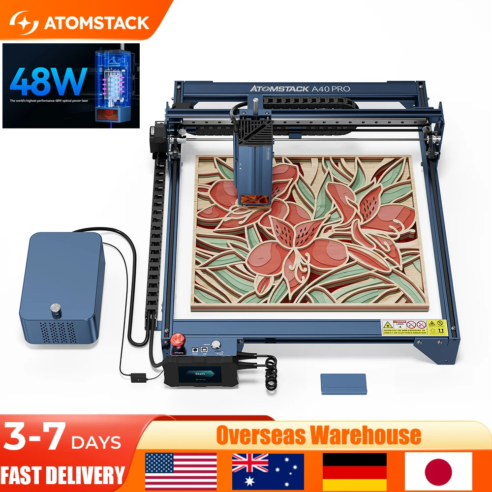 ATOMSTACK A40 Pro 40W Laser Engraver Machine High Power Laser Cutter for Wood Acrylic Metal LightBurn Compatible Deep Cutting
ATOMSTACK A40 Pro 40W Laser Engraver Machine High Power Laser Cutter for Wood Acrylic Metal LightBurn Compatible Deep Cutting