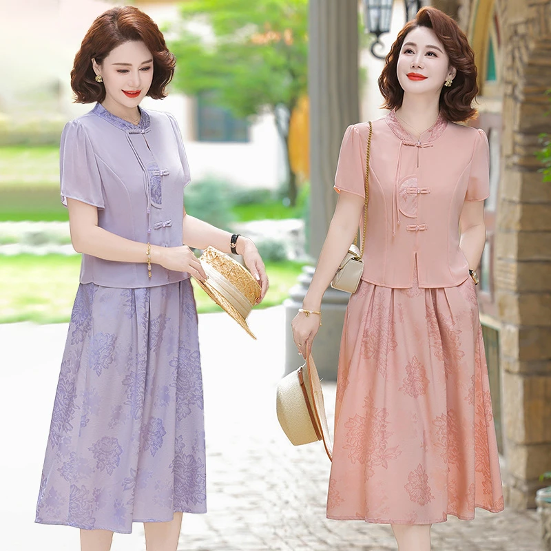 Vintage Women Floral Dress Short Sleeved Fake Two Pieces Dresses Temperament Elegant Female Summer Chic chinese Midi Robe
Vintage Women Floral Dress Short Sleeved Fake Two Pieces Dresses Temperament Elegant Female Summer Chic chinese Midi Robe