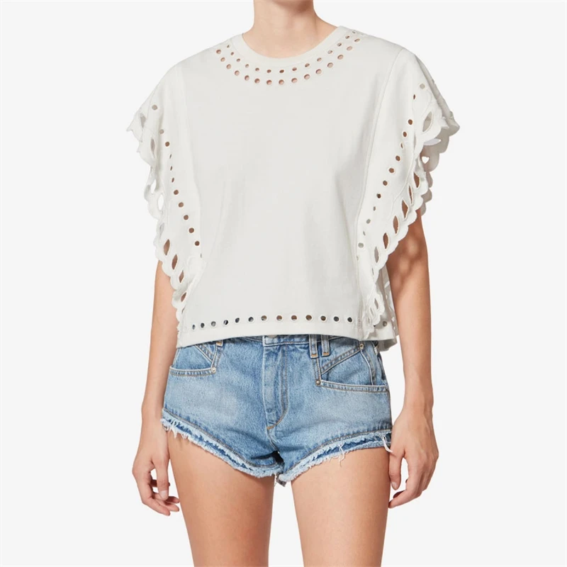 Summer 2026 Women's round Neck Embroidered Hollow Lace Loose Top High-Quality Pure Cotton Fashion High-Street Casual T-Shirt
Summer 2026 Women's round Neck Embroidered Hollow Lace Loose Top High-Quality Pure Cotton Fashion High-Street Casual T-Shirt