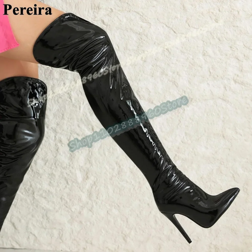 Sexy Slim Black Patent Leather Pointy Boots Stilettos High Heel Shoes For Women Side Zipper Pointed Toe Fashionable Casual Boots
Sexy Slim Black Patent Leather Pointy Boots Stilettos High Heel Shoes For Women Side Zipper Pointed Toe Fashionable Casual Boots