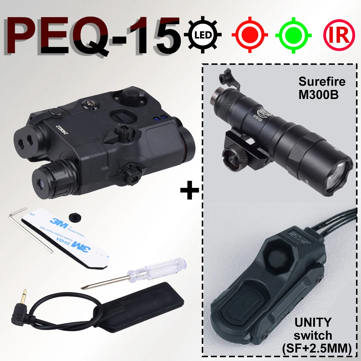 Тактический фонарь PEQ-15 PEQ15 LA5C Surefire M600B с переключателем AXON Dual Pressure UNITY, красным, зеленым и ИК-лазером, индикатором и подсветкой
Тактический фонарь PEQ-15 PEQ15 LA5C Surefire M600B с переключателем AXON Dual Pressure UNITY, красным, зеленым и ИК-лазером, индикатором и подсветкой
