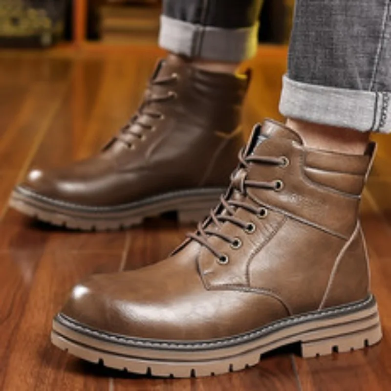 Мужские зимние высокие кожаные ботинки, теплая хлопковая обувь на подкладке из искусственного меха, водонепроницаемая нескользящая повседневная официальная обувь
Мужские зимние высокие кожаные ботинки, теплая хлопковая обувь на подкладке из искусственного меха, водонепроницаемая нескользящая повседневная официальная обувь