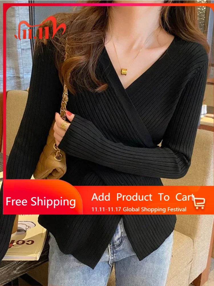 Knitted Bottom Sweater Women's Spring Wear Ladies V-neck Cross Over Sweater Design With A Sense Of Undertone Knitewear Top
Knitted Bottom Sweater Women's Spring Wear Ladies V-neck Cross Over Sweater Design With A Sense Of Undertone Knitewear Top