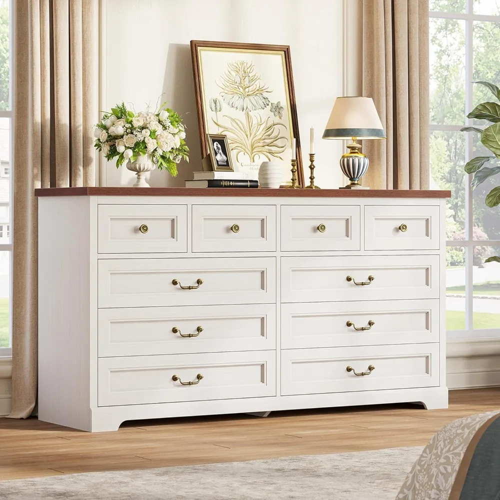 Farmhouse 10 Drawers Dresser for Bedroom, 55.1" Wide Dresser Chest of Drawers, Rustic Wood Storage Dresser with Deep Drawers
Farmhouse 10 Drawers Dresser for Bedroom, 55.1" Wide Dresser Chest of Drawers, Rustic Wood Storage Dresser with Deep Drawers
