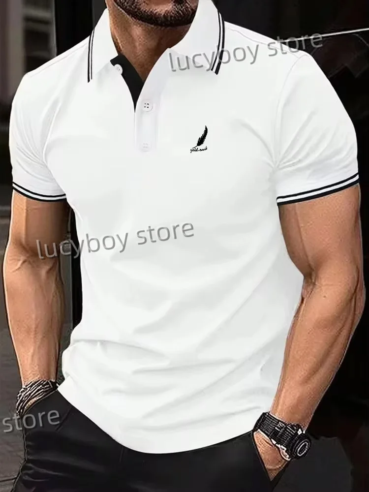 Mens 3d Striped Feather Print Golf T-Shirt Mens Bussiness Breathable Lapel Button Short Sleeve Polo Shirt Male Polo Men Clothes
Mens 3d Striped Feather Print Golf T-Shirt Mens Bussiness Breathable Lapel Button Short Sleeve Polo Shirt Male Polo Men Clothes