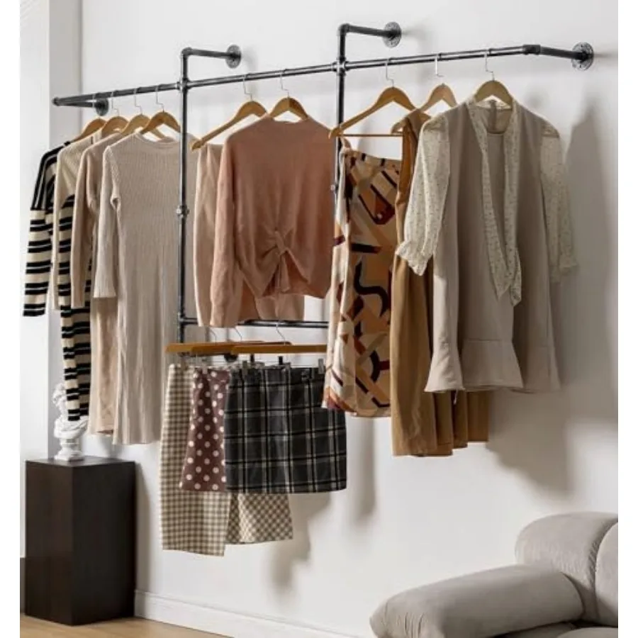 Industrial Pipe Clothing Rack Hanging Garment Rack Wall Mounted Pipe Clothes Rack with Four Hanging Rods Heavy Duty Garment Rac
Industrial Pipe Clothing Rack Hanging Garment Rack Wall Mounted Pipe Clothes Rack with Four Hanging Rods Heavy Duty Garment Rac