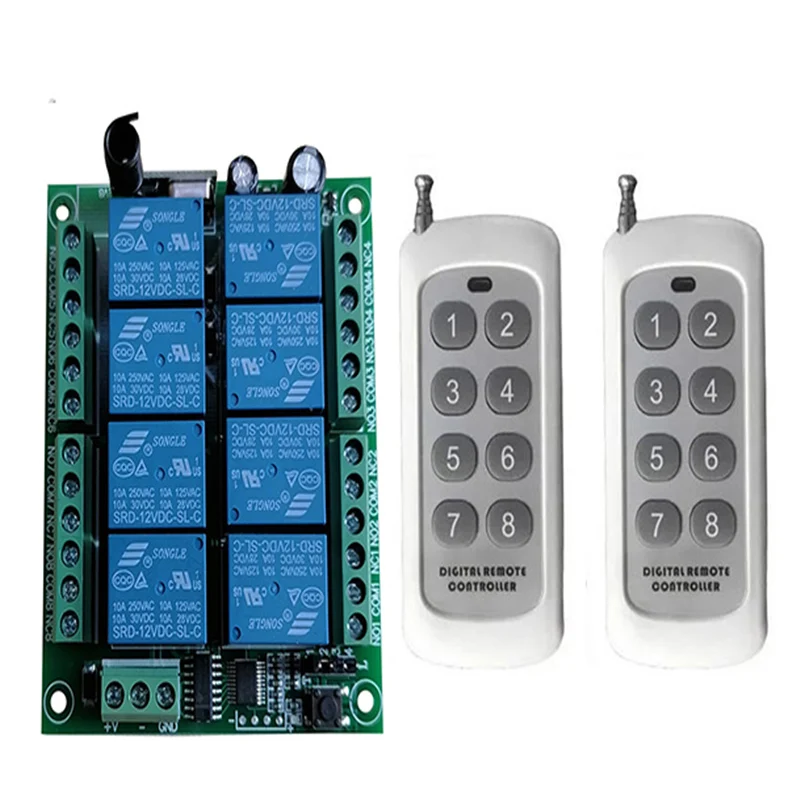 DC 12V 24V 8 CH каналы 8CH RF беспроводной пульт дистанционного управления Система дистанционного управления приемник передатчик 8CH реле 315/433 MHz
DC 12V 24V 8 CH каналы 8CH RF беспроводной пульт дистанционного управления Система дистанционного управления приемник передатчик 8CH реле 315/433 MHz