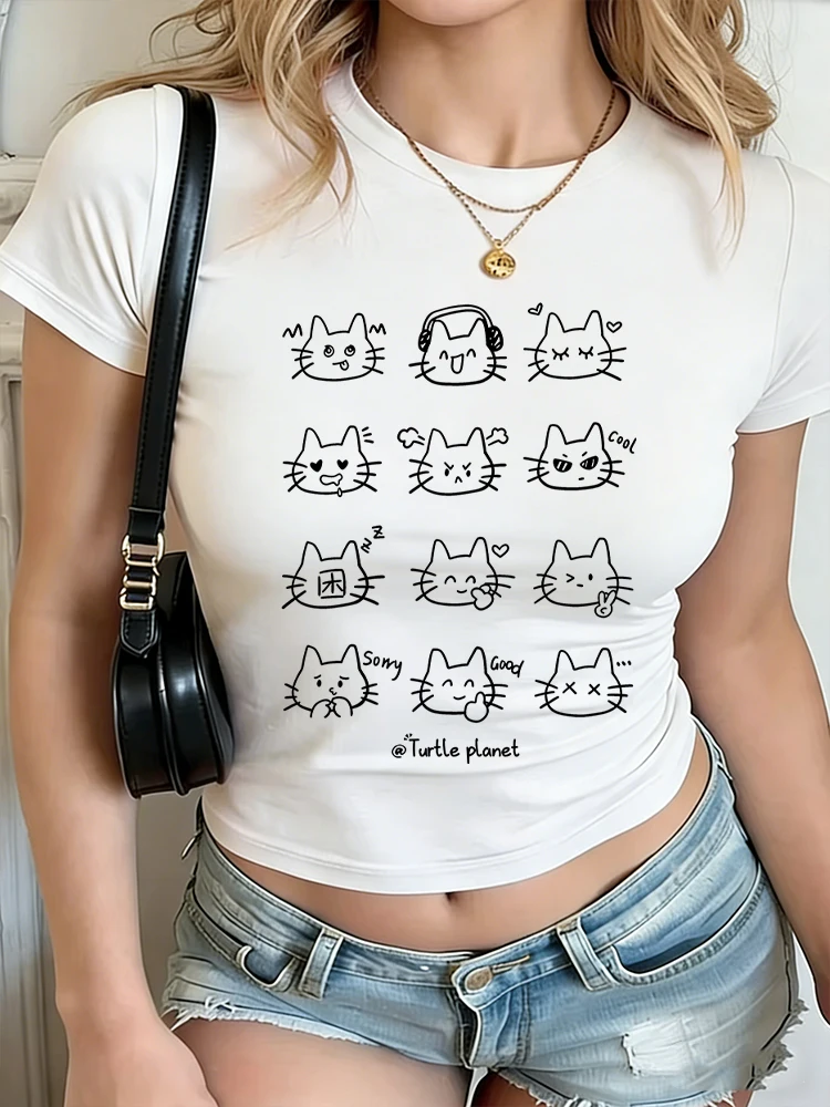 Y2K Kawaii Cat Print Cropped T-Shirt Women Short Sleeve O-neck Casual Cotton Slim Fit Summer Streetwear Tee
Y2K Kawaii Cat Print Cropped T-Shirt Women Short Sleeve O-neck Casual Cotton Slim Fit Summer Streetwear Tee