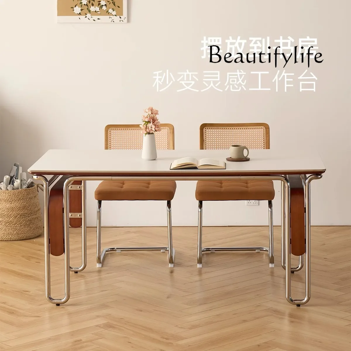 W Rock Slab Solid Wood Dining Table Household Stainless Steel Retro Furniture Rectangular Dining Table And Chair Combination
W Rock Slab Solid Wood Dining Table Household Stainless Steel Retro Furniture Rectangular Dining Table And Chair Combination