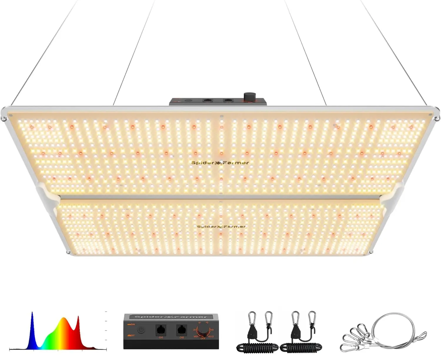 SF4000 450W LED Grow Light for Indoor Plants Upgraded High Efficiency LEDs Dimmable Full Spectrum High PPFD Deep Penetration
SF4000 450W LED Grow Light for Indoor Plants Upgraded High Efficiency LEDs Dimmable Full Spectrum High PPFD Deep Penetration