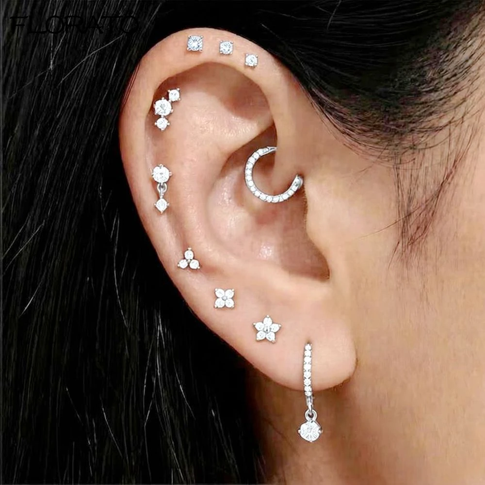 925 Sterling Silver Needle White Cubic Zirconia Stud Earrings for Women Exquisite Small Earrings Trendy Piercing Jewelry Gift
925 Sterling Silver Needle White Cubic Zirconia Stud Earrings for Women Exquisite Small Earrings Trendy Piercing Jewelry Gift