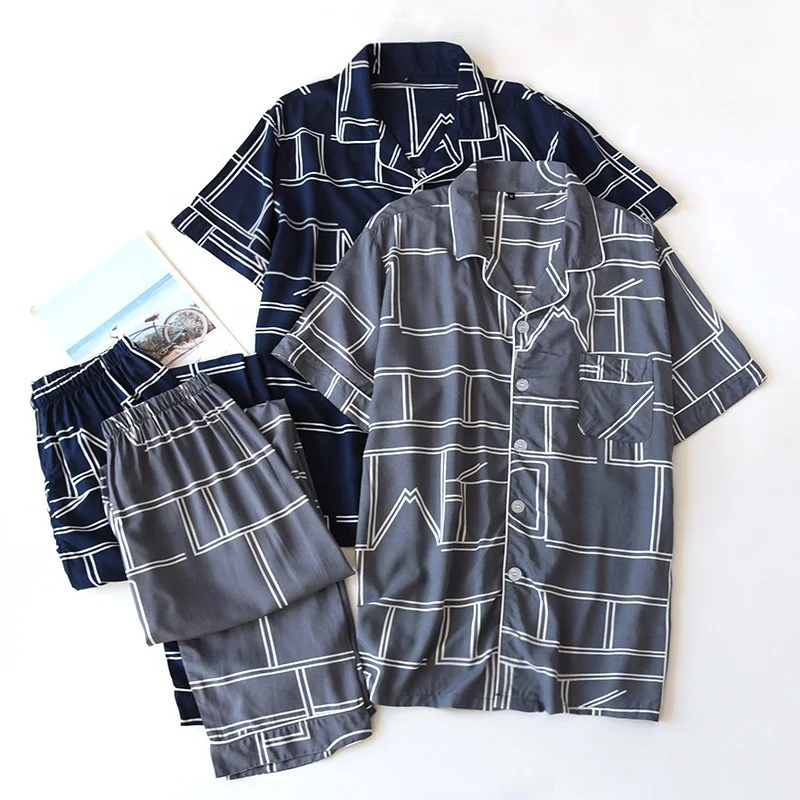 New Arrival Summer Two Pieces Cotton Sleepwear Short Sleeves and Pants Cozy Pajamas for Men
New Arrival Summer Two Pieces Cotton Sleepwear Short Sleeves and Pants Cozy Pajamas for Men