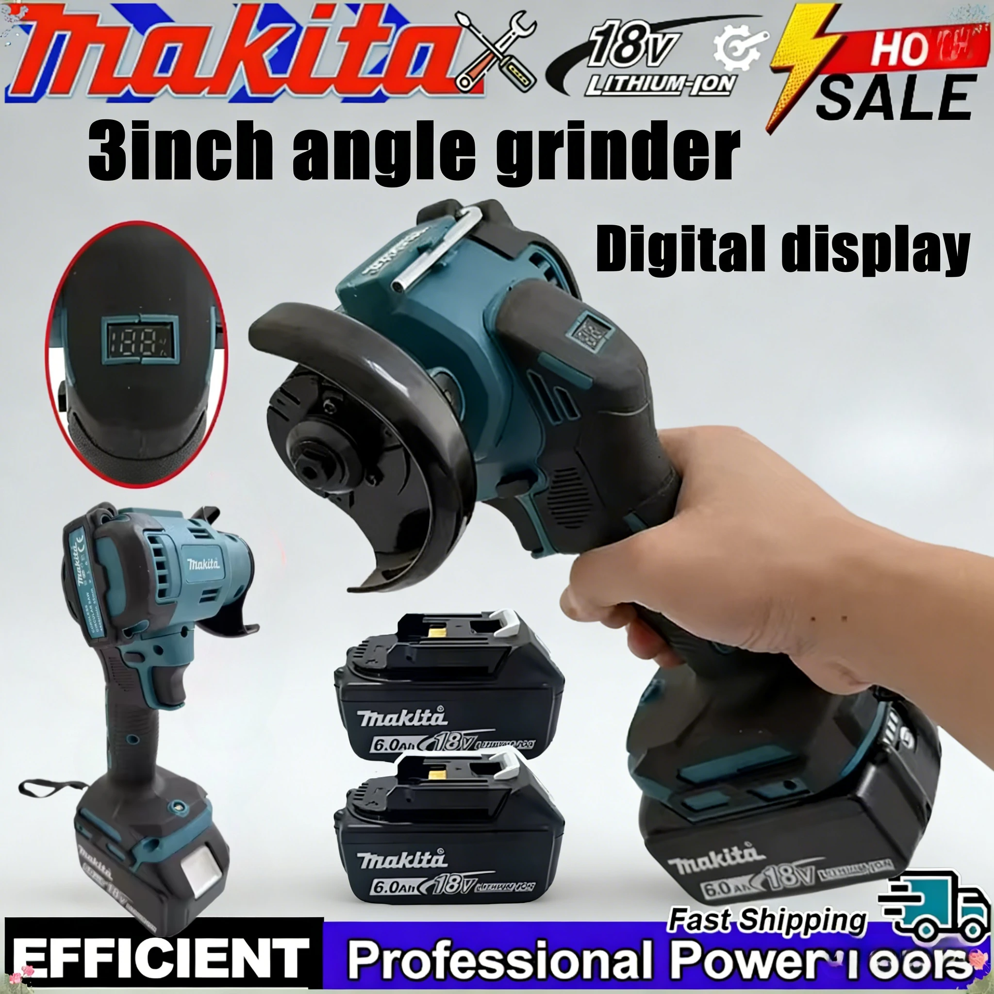 Бесщеточная мини-угловая шлифовальная машина Makita 18В с цифровым дисплеем для полировки и резки, электроинструмент
Бесщеточная мини-угловая шлифовальная машина Makita 18В с цифровым дисплеем для полировки и резки, электроинструмент