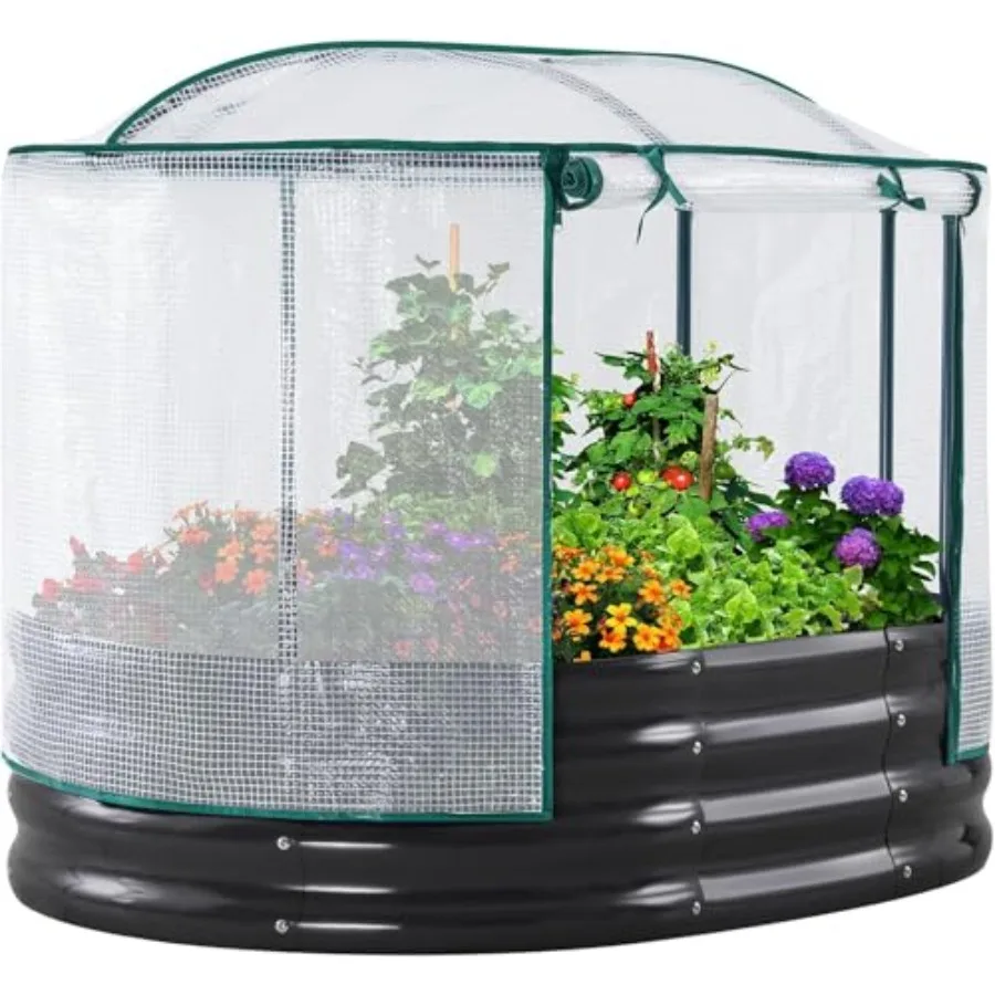 Raised Garden Bed with Cover Galvanized Oval Planter Garden Box Outdoor for Gardening Vegetables Flowers White 4x3x1 ft
Raised Garden Bed with Cover Galvanized Oval Planter Garden Box Outdoor for Gardening Vegetables Flowers White 4x3x1 ft