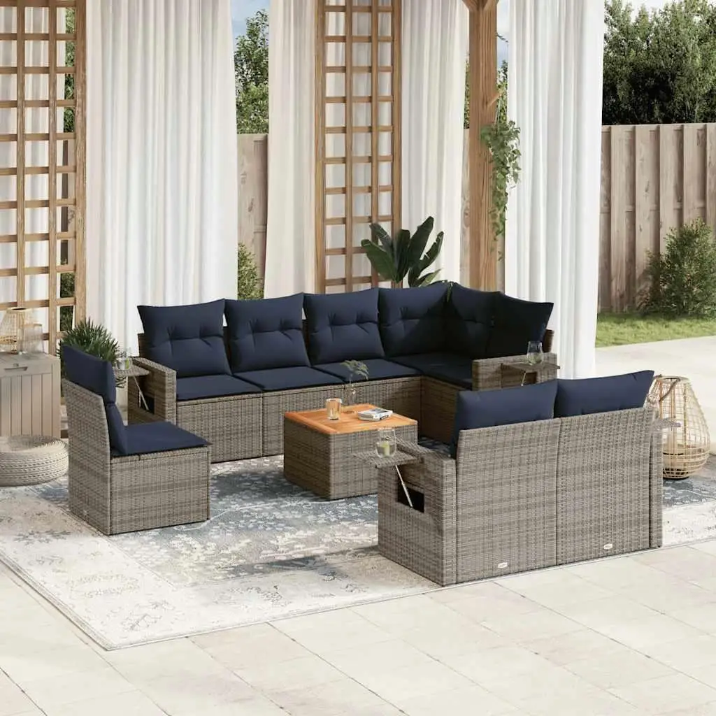 9 Piece Outdoor Patio Sofa Set with Soft Cushions Gray Poly Rattan Furniture Garden Seating
9 Piece Outdoor Patio Sofa Set with Soft Cushions Gray Poly Rattan Furniture Garden Seating