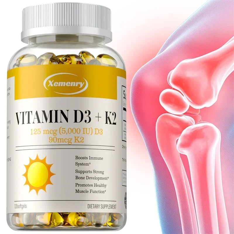 Vitamin D3 + K2 Capsules - Natural Ingredient, for Calcium Absorption, Bone, Joint & Immune Support
Vitamin D3 + K2 Capsules - Natural Ingredient, for Calcium Absorption, Bone, Joint & Immune Support