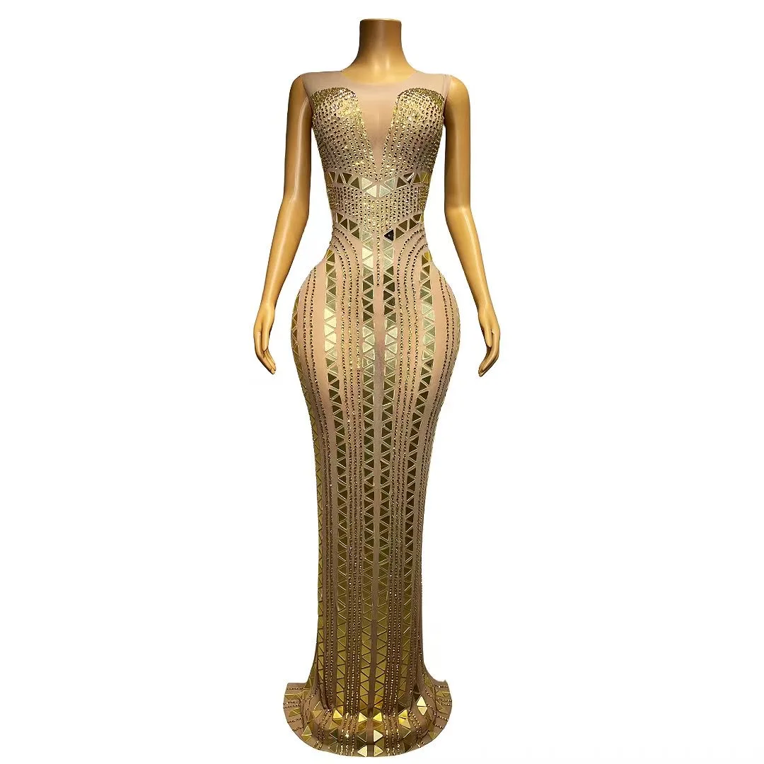 Sexy Luxurious Gold Rhinestones MirrorsSleeveless Long Dress Female Birthday CelebrateSleeveles Singer Stage Outfit
Sexy Luxurious Gold Rhinestones MirrorsSleeveless Long Dress Female Birthday CelebrateSleeveles Singer Stage Outfit