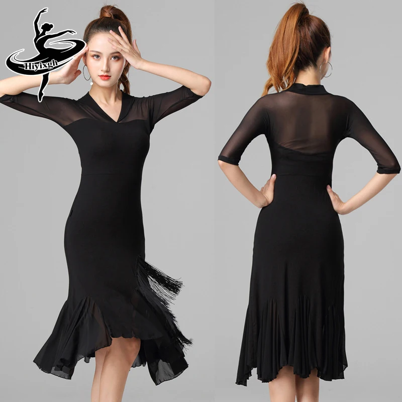 Женское платье для латиноамериканских танцев, черное, для взрослых женщин, для продвинутых танцоров, профессиональных тренировок, самба, с V-образным вырезом
Женское платье для латиноамериканских танцев, черное, для взрослых женщин, для продвинутых танцоров, профессиональных тренировок, самба, с V-образным вырезом