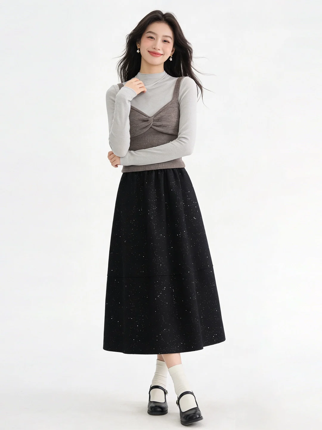 Korean Sle Warm Fce Mid-Length Skirt iny Sequin Elastic Waist A-Line Skirt Early Spring Faion Ladies Skirts
Korean Sle Warm Fce Mid-Length Skirt iny Sequin Elastic Waist A-Line Skirt Early Spring Faion Ladies Skirts