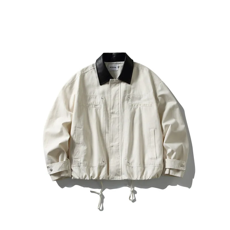 Retro American Barn Color Blo Leather Collar Workwear Jaet ort Casual ex Commuter Outerwear Spring Autumn Cotton
Retro American Barn Color Blo Leather Collar Workwear Jaet ort Casual ex Commuter Outerwear Spring Autumn Cotton